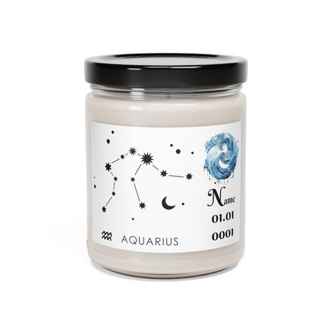 Zodiac home decor, scented soy candle, gift for aquarius woman, special day gifts, gifts that can be written on a date, special date gifts by AstrologyGiftO on Etsy Zodiac Products, Date Gifts, Aquarius Aries, Pisces Sagittarius, Libra Pisces, Gemini Leo, Capricorn Gemini, Sagittarius Scorpio, Taurus Virgo