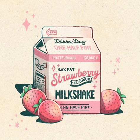 Strawberry for #14daysoffruit hosted by @ohn_mar_win 🍓 I've seen so many amazing illustrations for this challenge this month, so I was… | Instagram Stwawbwewymilk Art, Strawberry Milk Drawing, Strawberry Milk Carton Drawing, Eve Anderson Draws, Strawberry Milkshake Drawing, Strawberry Illustration Cute, Strawberry Milk Aesthetic Anime, Strawberry Milk Illustration, Pink Milkshake