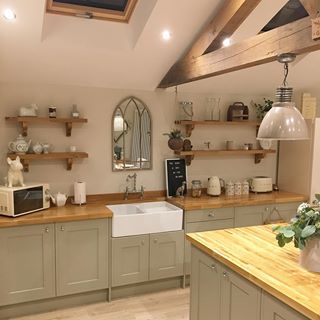 Yup, another kitchen post!📸 So glad we took @greenbank_interiors advice to use @fiddes_woodfinishes for our oak worktops! We love it, the worktops literally always look immaculate!🏡 #kitchenrenovation #garageconversion #kitchendecor #kitchenideas #oakworktop #oakbeams #belfastsink #oakshelves #countrykitchen #kitcheninspo #hectorshome #homereno #homeideas #countryinteriors #kitchendesign Farmhouse Kitchen Design Ideas, Oak Worktops, Kitchen Post, Farmhouse Kitchen Design, Cottage Kitchens, Kitchen Extension, Kitchen Diner, Cottage Kitchen, Kitchen Design Ideas