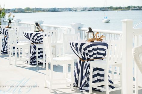 Fresh Nautical Yacht Club Wedding — A Garden Party Cocktail Hour Flowers, Yacht Party Theme, Hamptons Party, Nautical Bar, Cocktail Hour Decor, Sailing Theme, Cruise Party, Yacht Wedding, Yacht Club Wedding