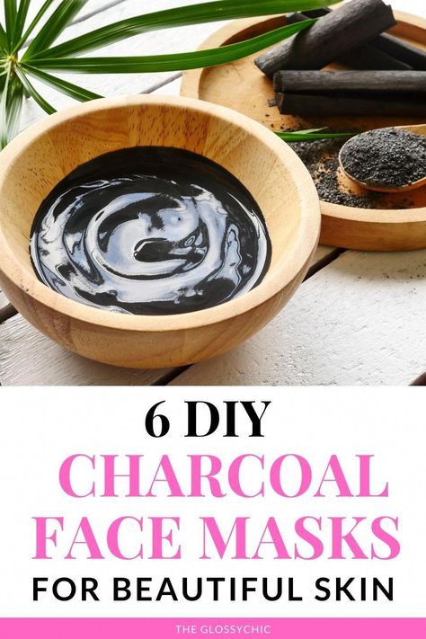 6 DIY Charcoal Face Masks For Beautiful Skin #HairLossPreventionHomeRemedies Charcoal Face Mask Diy, Black Charcoal Mask, Bentonite Clay Face Mask, Diy Clay Mask, Activated Charcoal Face Mask, Diy Charcoal, Diy Charcoal Mask, Activated Charcoal Mask, Charcoal Clay Mask