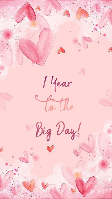 1 year to go until the big day! One Year To Go Wedding Countdown, 365 Days Until Our Wedding, Insta Editing, Editing Quotes, Wedding Day Quotes, Dessert Table Sign, Pink And White Weddings, Dusty Rose Wedding, Wedding Countdown