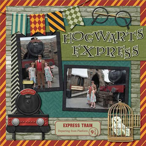 Harry Potter Scrapbook Ideas, Trip Scrapbook, Harry Potter Scrapbook, Scrapbook Disney, Disney Layouts, Travel Scrapbook Pages, Harry Potter Universal Studios, Universal Studio, Festa Harry Potter