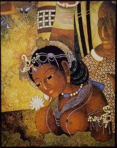 Ajantha Mural Painting, Apsara Painting Beautiful, Indian Sculpture Painting, Black Asains, Ajanta Caves Paintings, Ajanta Paintings, Ancient Indian Paintings, Ellora Caves, Ajanta Caves