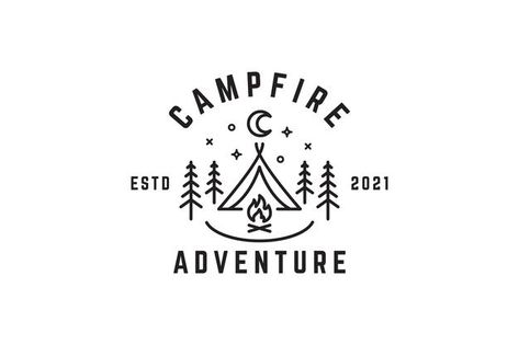 Camping Logo Design Ideas, Camping Illustration Graphics, Campfire Logo, Logo Camping, Campfire Night, Camper Logo, Hiking Logo, Tent Logo, Rainbow Springs State Park