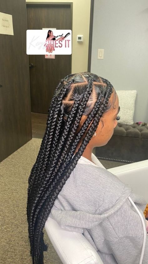 Large Knotless Hairstyles, Braids Classy, Knotless Hairstyles, Braiding Business, Large Knotless, Colorful Scrunchie, Gothic Hair Accessories, Box Braid Hair, Senegalese Twist Hairstyles