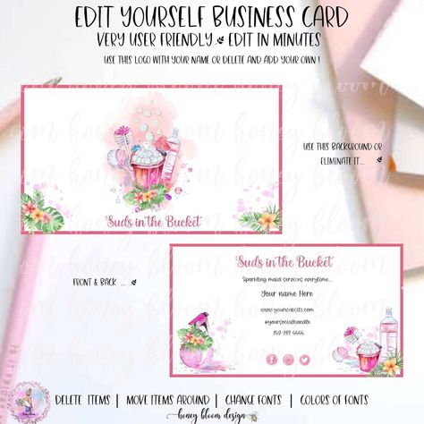 Cleaning Images, House Keeper, Card House, Cleaning Buckets, Business Printables, Bloom Design, Edit Template, Cleaning Business Cards, Cleaning Business