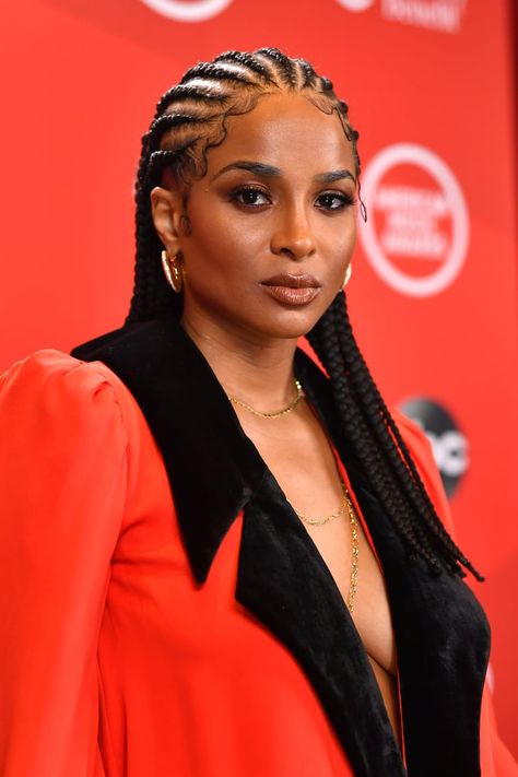 See Photos of Ciara's Hair and Makeup at the 2020 AMAs Ciara Braids, Ciara Hairstyles, Vacay Hair, Long Cornrows, Flips Hair, Ciara Hair, Straight Back Cornrows, School Braids, Traditional Hairstyle