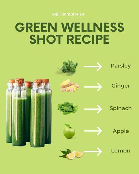 Wellness Shot Recipe, Ginger Shots, Green Shot, Spinach Juice, Ginger Shot, Wellness Shots, Green Juice Recipes, Juicing Benefits, Anti Oxidants