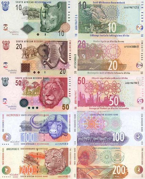 The Swiss Franc  South African rand http://www.colourlovers.com/blog/2010/05/19/the-worlds-most-colorful-currencies-part-2 Currency Design Ideas, Currency Redesign, South African Rand, Printable Play Money, Swiss Franc, Banknotes Design, Banknotes Money, South African Design, Money Template