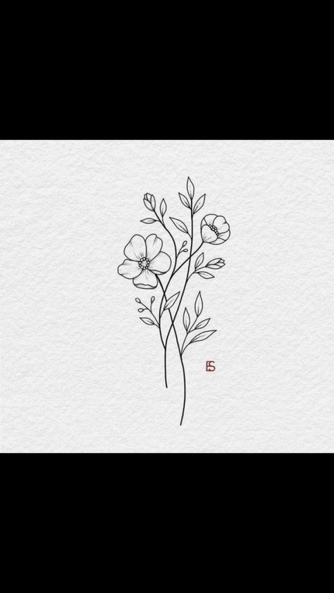 Intertwined Flowers Tattoo, 3 Flower Tattoo Design, Simple Peonies Tattoo, Crysanthemum Tattoo Simple, Buttercup Flower Tattoo, Simple Flower Tattoo Outline, Simple Peony Tattoo, Wildflower Outline, Flower Tattoo Outline