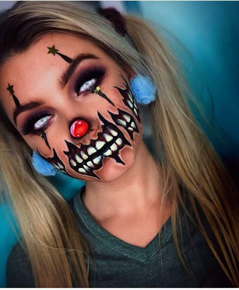 Scary Clown Hair Ideas, Crazy Halloween Makeup, Haunted House Makeup, Clown Hair, Halloween Maquillage, Holloween Makeup, Creepy Halloween Makeup, Cute Halloween Makeup, Cool Halloween Makeup