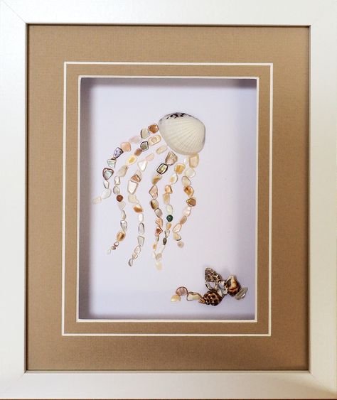 Fish Shell Art, Art With Shells Seashells Diy Ideas, Shell Collage Art, Limpet Shell Art, Tiny Shell Art, How To Display Shells, Luca Painting, Shell Art On Canvas, What To Do With Shells