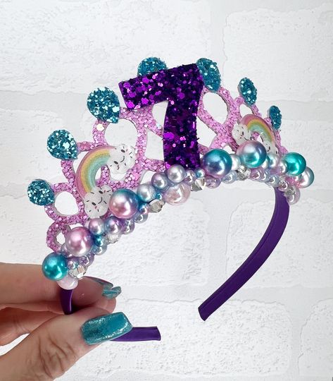 Rainbow Crown Diy, Toy Tiara, Rainbow Tiara, Adjustable Crown Headband For Birthday, My Little Pony Birthday Crown, Birthday Tiara, Pastel Dress, Alice Band, Birthday Crown