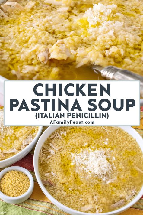 Chicken Pastina Soup - A Family Feast Homemade Pastina Soup, Pastina Chicken Soup Recipes, Chicken Soup Pastina, Italian Chicken Pastina Soup, Pastina Chicken Soup, Pastina Soup Recipes, Chicken Pastina Soup Recipe, Italian Pastina Soup, Chicken Pastina Soup