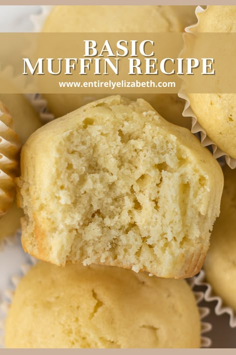 Savoury Muffins Recipes Simple, Easy Muffin Recipes 4 Ingredients, Muffin Recipes Chocolate Chip, Plain Muffin Recipe, Muffins No Butter, Muffin Batter Recipe, Basic Muffin Mix, Moist Muffin Recipe, Simple Muffins