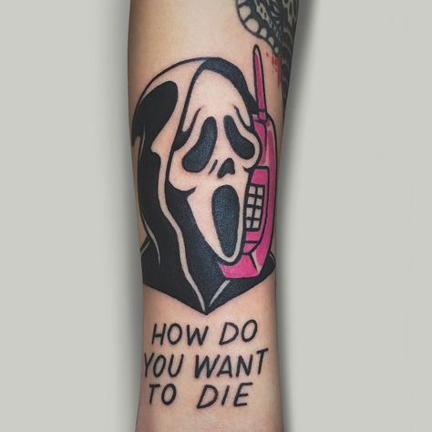 709 Likes, 20 Comments - Cavan Infante (@itsjustcavan) on Instagram: “Doing all the fun pieces this week. I had a great time hanging out with another internet stranger…” Halloween Movie Tattoos, Horror Movie Tattoos, Movie Tattoos, Halloween Film, Horror Tattoo, Halloween Movie, Symbolic Tattoos, Tattoo Models, Piercing Tattoo