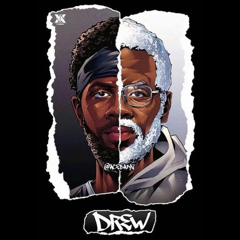 Uncle Drew Art, Kyrie Irving Drawing, Kyrie Irving Tattoos, Lebron James Michael Jordan, Irving Wallpapers, African Portraits Art, Basketball Artwork, Uncle Drew, Basketball Drawings