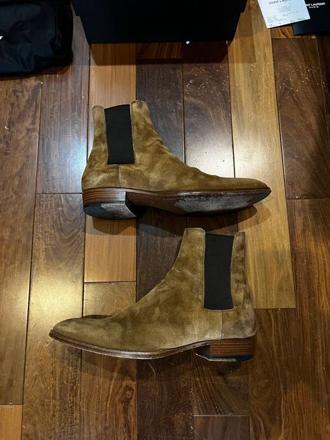 Saint Laurent Paris YSL Wyatt Chelsea Boot - Hedi Era | Grailed Luxury Men's Snip Toe Heeled Boots, Luxury Men's Chelsea Boots With Suede Lining, Luxury Men's Pointed Toe Chelsea Boots, Saint Laurent Chelsea Boots Men, Luxury Lace-up Men's Chelsea Boots, Saint Laurent Paris, Chelsea Boots, Chelsea, Ankle Boot