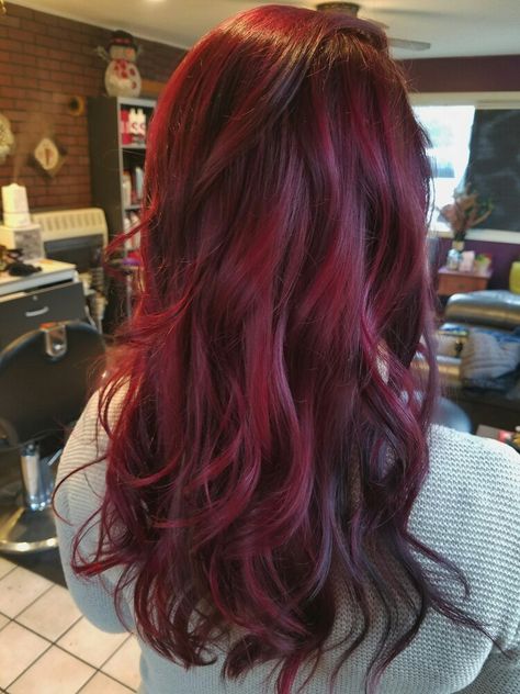 Violet base and Magenta hair #hairbylysa Midnight Magenta Hair Color, Midnight Magenta Hair, Dark Red Magenta Hair, Magenta Red Hair, Red Hair On Brown Skin, Curly Hair Magenta, Faded Magenta Hair, Magenta Hair, Wine Hair