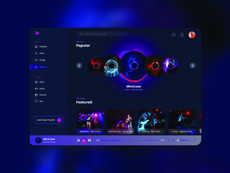 Explore the best music of your taste here. We sketch fabulous web templates for several music platforms. Share your website thoughts on info@indylogix.com Neon Apartment, Ui Website Design, Vr Ui, Music Ui, Study Memes, Music App Design, Music Streaming App, Music Websites, Ux App Design