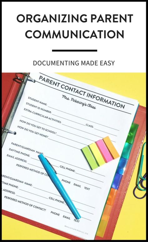 One of the first rules of parent communication is documentation. Ideas and a free printable to make documenting and organizing parent communication easy! | maneuveringthemiddle.com Parent Teacher Documentation Form, Documentation Ideas, Teacher Documentation, Parent Teacher Communication, Parent Contact, Student Info, Parenting Organization, Parent Teacher Conferences, Parent Teacher