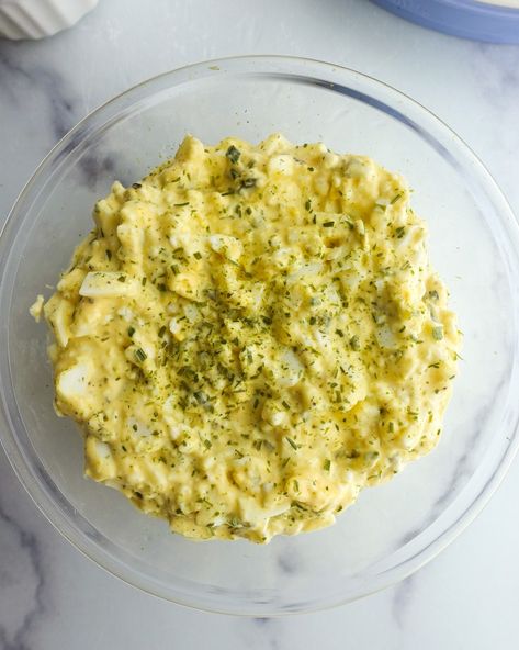 High Protein Egg Salad with Cottage Cheese | Eat Well With Lex Egg Salad With Cottage Cheese, High Protein Egg Salad, Protein Egg Salad, Cottage Cheese Egg Salad, Spinach Pasta Sauce, Cottage Cheese Recipe, Easy Turkey Meatballs, Protein Egg, Healthy Egg Salad