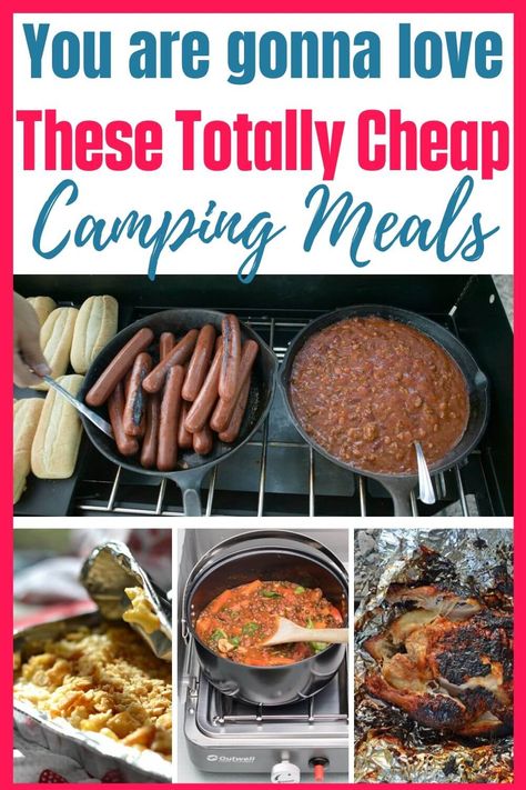 Cheap Camping Meals, Easy Camping Dinners, Camping Food Make Ahead, Camping Meal Planning, Camping Food List, Cheap Camping, Camping Menu, Camping Dishes, Camping Dinners