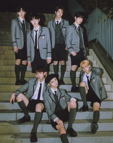 Enhypen School, Men In Socks, Korean Picture, Mens Shorts Outfits, Boys Uniforms, Football Uniform, Fandom Kpop, Boys School Uniform, Photo Grouping