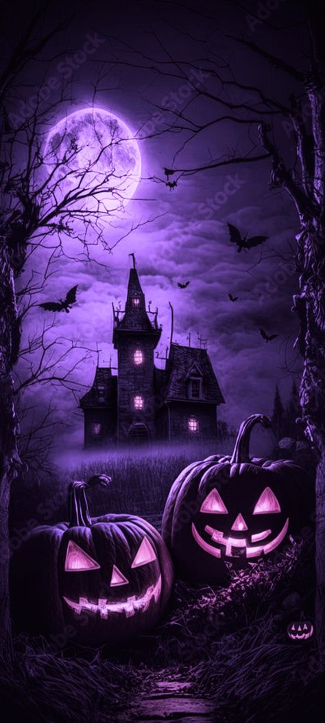 Halloween Backgrounds Scary, Halloween Wallpaper Creepy, Scary Wallpaper Iphone, Purple Fall Wallpaper, Horror Phone Wallpaper, Creepy Halloween Wallpaper, Purple Halloween Aesthetic, Halloween Live Wallpaper, Haunted Images