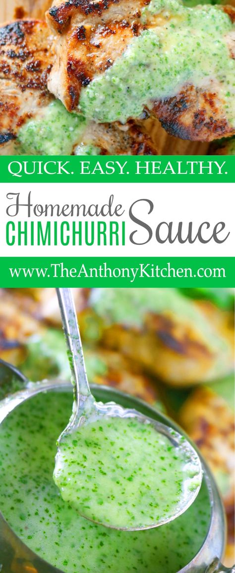 PInterest image for Homemade Chimichurri Sauce Easy Chimichurri Sauce, Paleo Sauce, Whole 30 Keto, House Seasoning, Chimichurri Sauce Recipe, Cilantro Parsley, Vegetarian Quesadilla, Mexican Sauce, Chimichurri Recipe