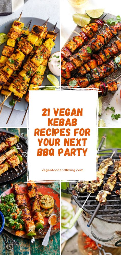 21 vegan kebab recipes for your summer BBQ party Veg Kebabs Skewers, Veggie Barbecue Ideas, Tofu Shish Kabobs, Vegetarian Kebabs On The Grill, Vegan Bbq Skewers, Vegetarian Skewers Bbq, Vegetable Kebab Recipes, Vegetarian Kabobs On The Grill, Vegan Grill Ideas