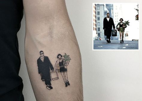 Leon The Professional - artist: Alican Gorgu https://www.instagram.com/pigmentninja/ The Professional Movie, Movie Tattoo, Movie Tattoos, Парные Тату, Disney Tattoo, Arrow Tattoo, Diy Tattoo, Henna Tattoos, 문신 디자인