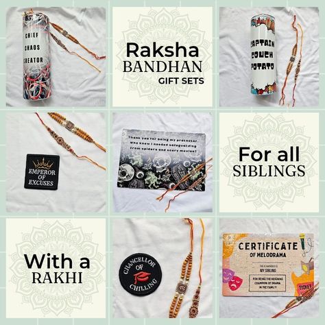 Raksha Bandhan gift sets for all Siblings! 💚Bundle of 3 @ Rs. 1729 💚Bundle of 2 (with jigsaw puzzle) @ Rs. 1414 💚Bundle of 2 (with embroidery patch) @ Rs. 1314 Please note: 1 Frame is extra at Rs 300 2. All products are also available individually Place your orders today! [ gift sets , raksha bandhan , rakhi , brother , sister , gifts for sister , gifts for brother , gifts for him , gifts for her , funny gifts , fun gift , quirky gift ] Captain Chaos, Raksha Bandhan Rakhi, Brother Sister Gifts, Brother Gifts, Raksha Bandhan Gifts, For Him Gifts, Him Gifts, Raksha Bandhan, Embroidery Patch