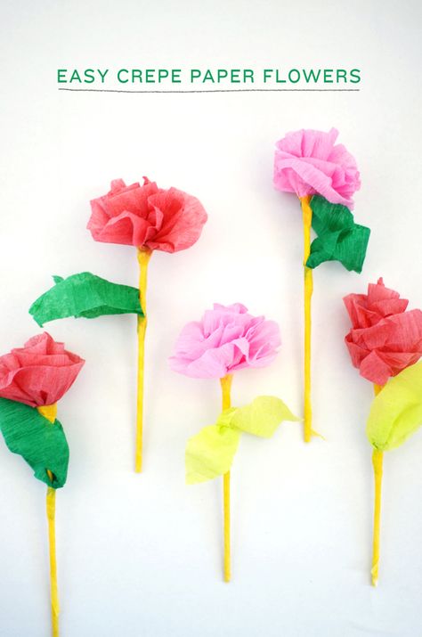 easy crepe paper flowers Easy Paper Crafts For Kids, Creative Drawing Ideas, Teen Projects, Paper Flowers For Kids, Crepe Paper Crafts, Crepe Paper Flowers Diy, Drawing Ideas For Kids, Paper Flowers Diy Easy, Paper Party Decorations