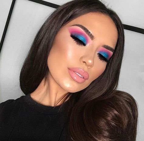 pinterest: @ nandeezy † Pink Eye Makeup Looks, Pretty Eye Makeup, Pink Eye Makeup, Colorful Eye Makeup, Makeup Guide, Eye Makeup Tips, Make Up Looks, Pink Eyes, Blue Eye Makeup