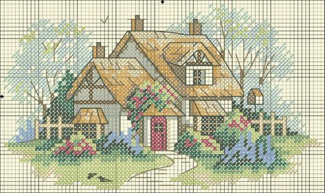 Gallery.ru / 6891 - Dimensions 6 - doikova Counted Cross Stitch Patterns Free, Dimensions Cross Stitch, Cross Stitch Gallery, Miniature Embroidery, Cross Stitch Geometric, Cross Stitch House, Cross Stitch Landscape, Small Cross Stitch, Pola Kristik