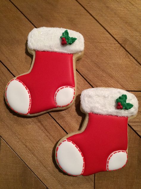 Christmas stocking cookies, Christmas sock cookies, Christmas cookies Stocking Cookies, Christmas Stocking Cookies, Iced Christmas Cookies, Christmas Cutout Cookies, Christmas Sugar Cookies Decorated, Sallys Baking, Cute Christmas Cookies, Christmas Cutouts, Sugar Cookie Royal Icing