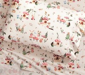 Mushroom Bedding Set, Woodland Childrens Bedroom, Mushroom Sheets, Mushroom Nursery Theme, Fairy Bedroom Ideas For Kids, Woodland Girls Room, Enchanted Forest Nursery Theme, Forest Baby Rooms, Mushroom Nursery