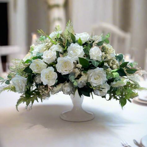 Luxury artificial ivory wedding centrepiece arrangement -  #arrangement #Artificial #Centrepiece #Ivory #Luxury #Wedding Wedding Registry Table, Dried Flower Confetti, Christmas Centrepieces, Wedding Centrepiece, Flower Confetti, Christmas Wreaths & Garlands, Summer Beach Wedding, Wedding Floral Centerpieces, Ivory Roses