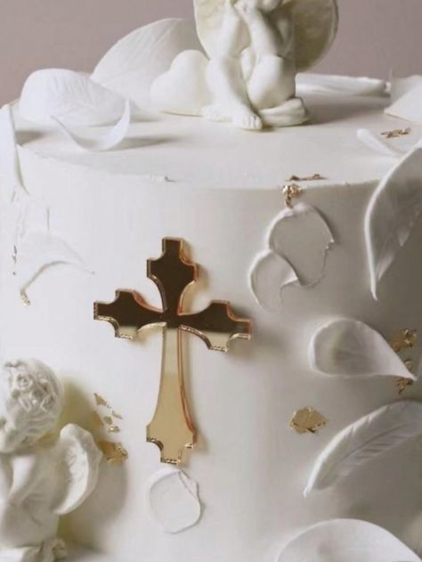 2pcs Christian Cross Shaped Acrylic Cake Toppers, God Bless Cake Insert Flags, Party Baking Supplies Gold    PMMA     Event & Party Supplies, size features are:Bust: ,Length: ,Sleeve Length: Christian Cakes, God Bless Cake, Cross Cake Topper, Cross Cake, Cross Cakes, First Communion Party, Communion Party, Peace Dove, Acrylic Cake Topper