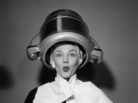 Woman Under Hair Dryer Old Fashioned Hairstyles, Vintage Hair Dryer, 1950s Woman, Best Hair Stylist, Salon Hair Dryer, Perfect Blowout, Root Touch Up, Nail Dryer, Celebrity Hair Stylist