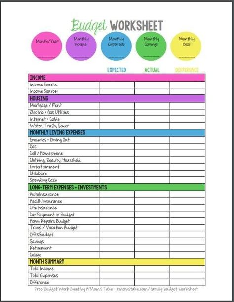 Household Budget Worksheet, Budget Sheet Template, Budget Worksheets, Family Budget Planner, Household Budget Template, Financial Budget Planner, Printable Budget Worksheet, Free Budget Printables, Budget Planner Free