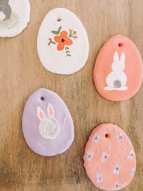 Salt Dough Easter Eggs: Ornaments - Life By Leanna Salt Dough Easter, Salt Dough Crafts, Easter Egg Garland, Easter Crafts For Toddlers, Fun Easter Crafts, Easter Egg Ornaments, Food Ornaments, Front Porch Christmas Decor Ideas, Easy Easter Crafts