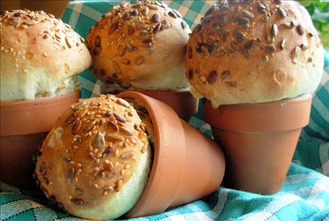 Flower pot bread Flower Pot Bread, Pot Bread, Bread Loaves, Bread Maker Machine, Bread Rolls Recipe, Rustic Flower, Rustic Flowers, White Flour, Bread Machine