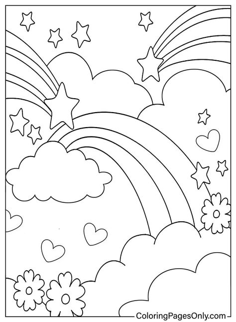 Free Color Page Rainbow Unicorn Colouring Pages, Rainbow Coloring Pages Free Printable, Rainbow Coloring Page, Rainbow Printable, Love Coloring Pages, Free Coloring Sheets, Rainbow Bright, Unicorn Coloring Pages, Rainbow Unicorn