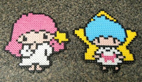 Little Twin Stars Kiki Lala by ~nekomusume on deviantART Perler Sanrio, Stars Perler Beads, Kiki Lala, Hamma Beads Ideas, Ansan, Nerd Crafts, Easy Perler Beads Ideas, 3d Perler Bead, Hello Kitty Crafts