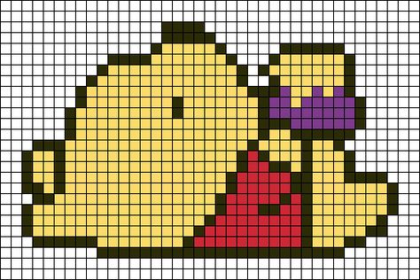 Winnie The Pooh Alpha Pattern, Fused Beads, Bear Honey, Crochet C2c Pattern, Crochet Feather, Beaded Items, Art Perle, Easy Pixel Art, Pixel Art Templates