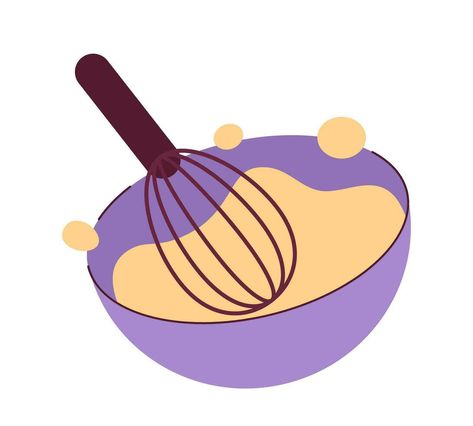 Mixing Bowl Drawing, Whisk Illustration, Bowl Logo, Spot Illustration, Creaming Method, Cardio At Home, Cartoon Clip, Background Simple, Food Party