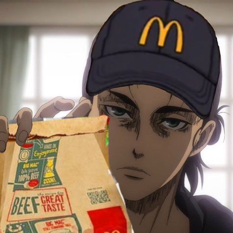 pov eren yeager is giving u ur mcdonalds after all the titans are gone and he has no other purpose in life Snk Meme, Levi Funny, Cosplay Clothes, Aot Memes, Gamers Anime, Anime Mems, Attack On Titan Funny, Attack On Titan Eren, Eren Yeager